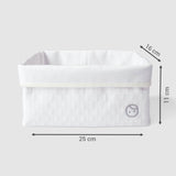 Kapitone Organik Pamuk Organizer Sepet 25x16 cm Beyaz - Little Gusto
