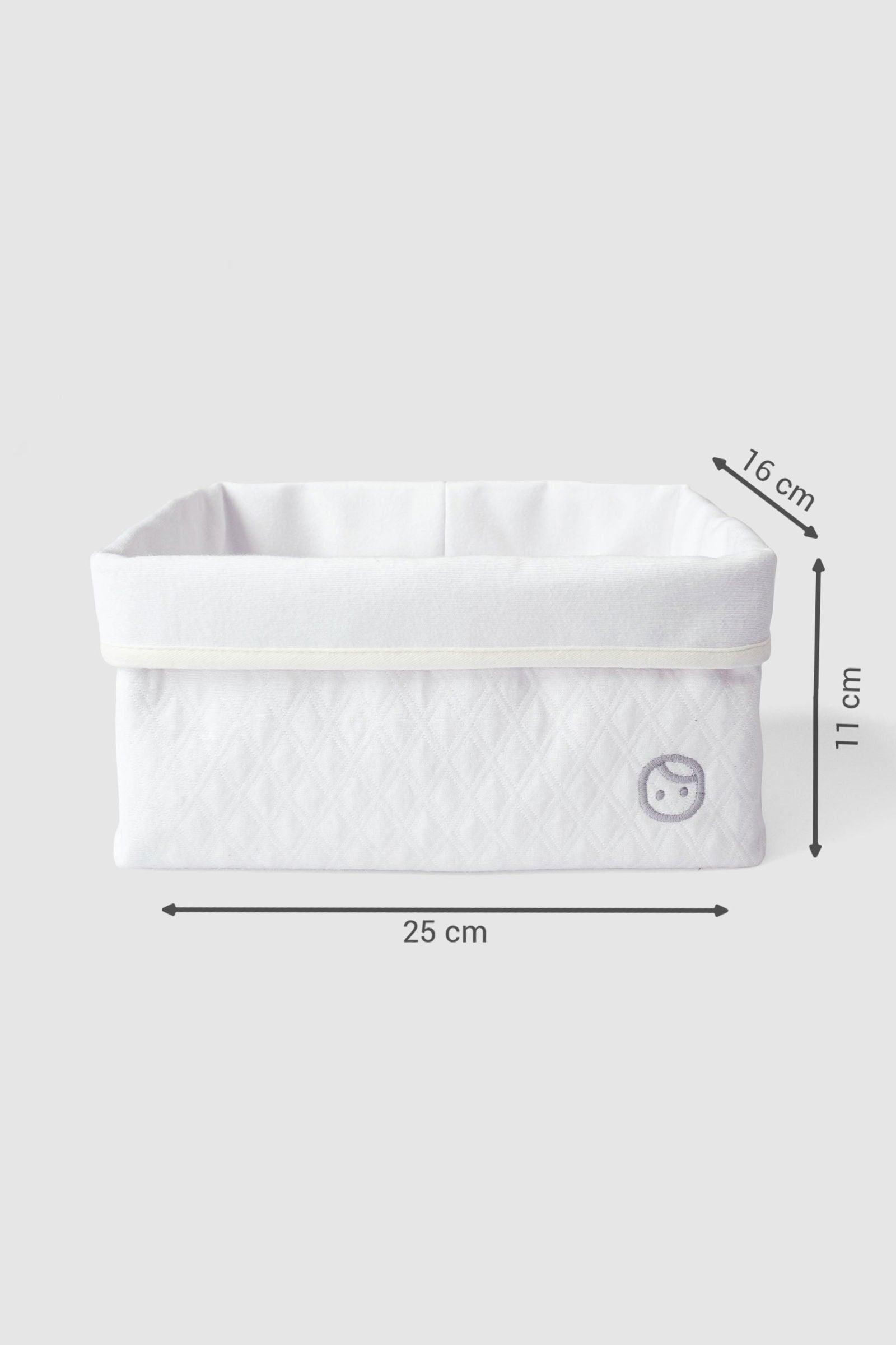 Kapitone Organik Pamuk Organizer Sepet 25x16 cm Beyaz - Little Gusto