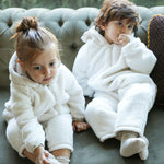 Kapüşonlu Wellsoft Tulum Bebek Beyaz - Little Gusto - 