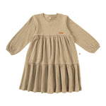 Katlı Bebek Elbise Bej Organik Pamuk - Little Gusto - 