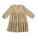 Katlı Bebek Elbise Bej Organik Pamuk - Little Gusto - 