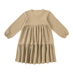Katlı Bebek Elbise Bej Organik Pamuk - Little Gusto - 