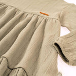 Katlı Bebek Elbise Bej Organik Pamuk - Little Gusto - 