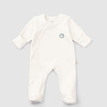 Kendinden Eldivenli Organik Pamuk Patikli Beyaz Tulum - Little Gusto