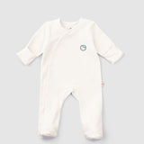 Kendinden Eldivenli Organik Pamuk Patikli Beyaz Tulum - Little Gusto