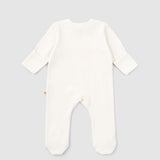 Kendinden Eldivenli Organik Pamuk Patikli Beyaz Tulum - Little Gusto