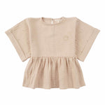 Kimono Kollu Çocuk Bluz Bej Organik Pamuk - Little Gusto - Bluz