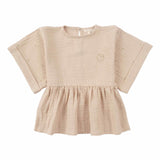 Kimono Kollu Çocuk Bluz Bej Organik Pamuk - Little Gusto - Bluz