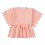 Kimono Kollu Çocuk Bluz Pembe Organik Pamuk - Little Gusto - Bluz