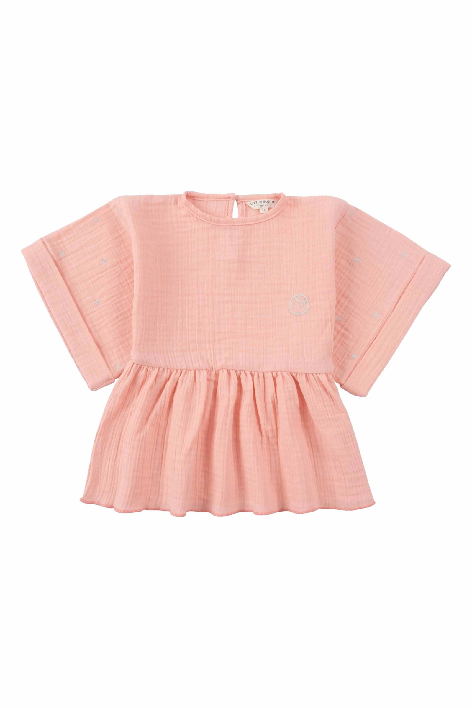 Kimono Kollu Çocuk Bluz Pembe Organik Pamuk - Little Gusto - Bluz