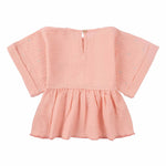 Kimono Kollu Çocuk Bluz Pembe Organik Pamuk - Little Gusto - 