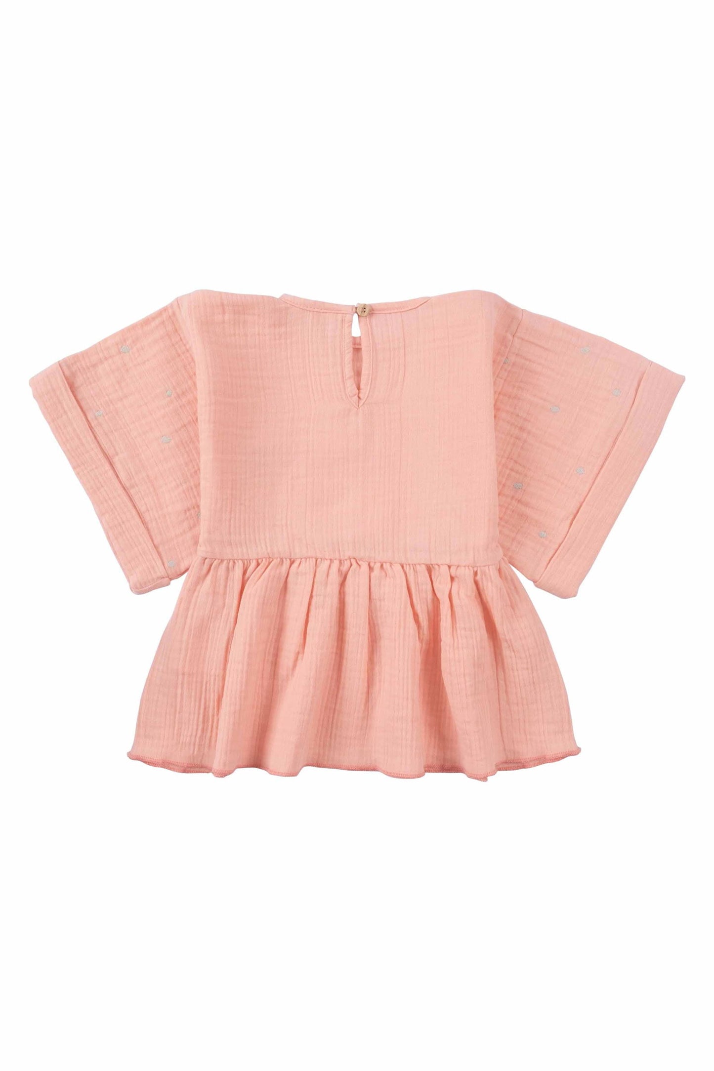 Kimono Kollu Çocuk Bluz Pembe Organik Pamuk - Little Gusto - 