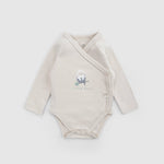 Organik Pamuk Uzun Kollu Kruvaze Bej Body Little Farm Zıbın & Body Little Gusto