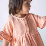 Müslin Elbise Pembe Organik Pamuk - Little Gusto - Çocuk Elbise