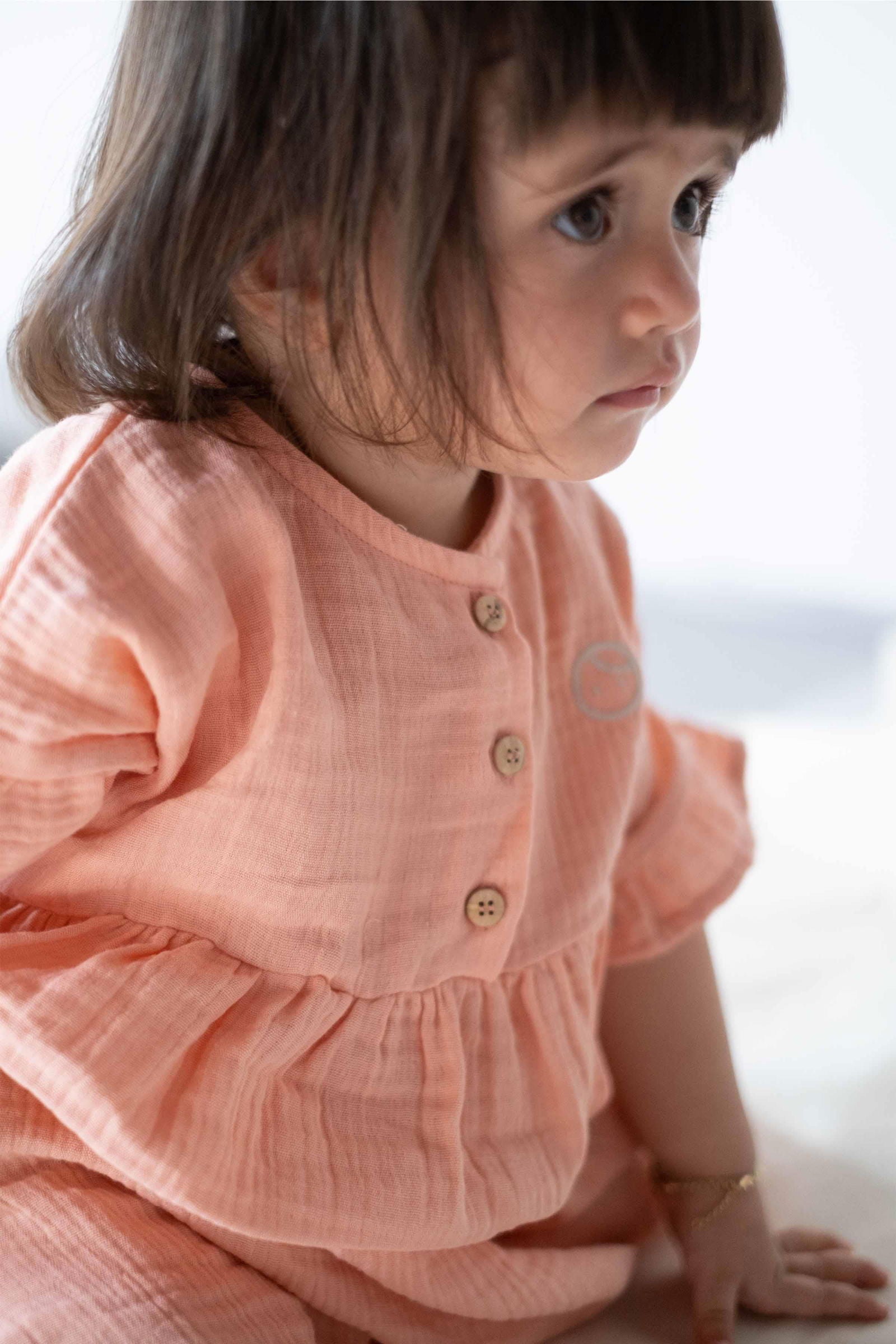 Müslin Elbise Pembe Organik Pamuk - Little Gusto - 