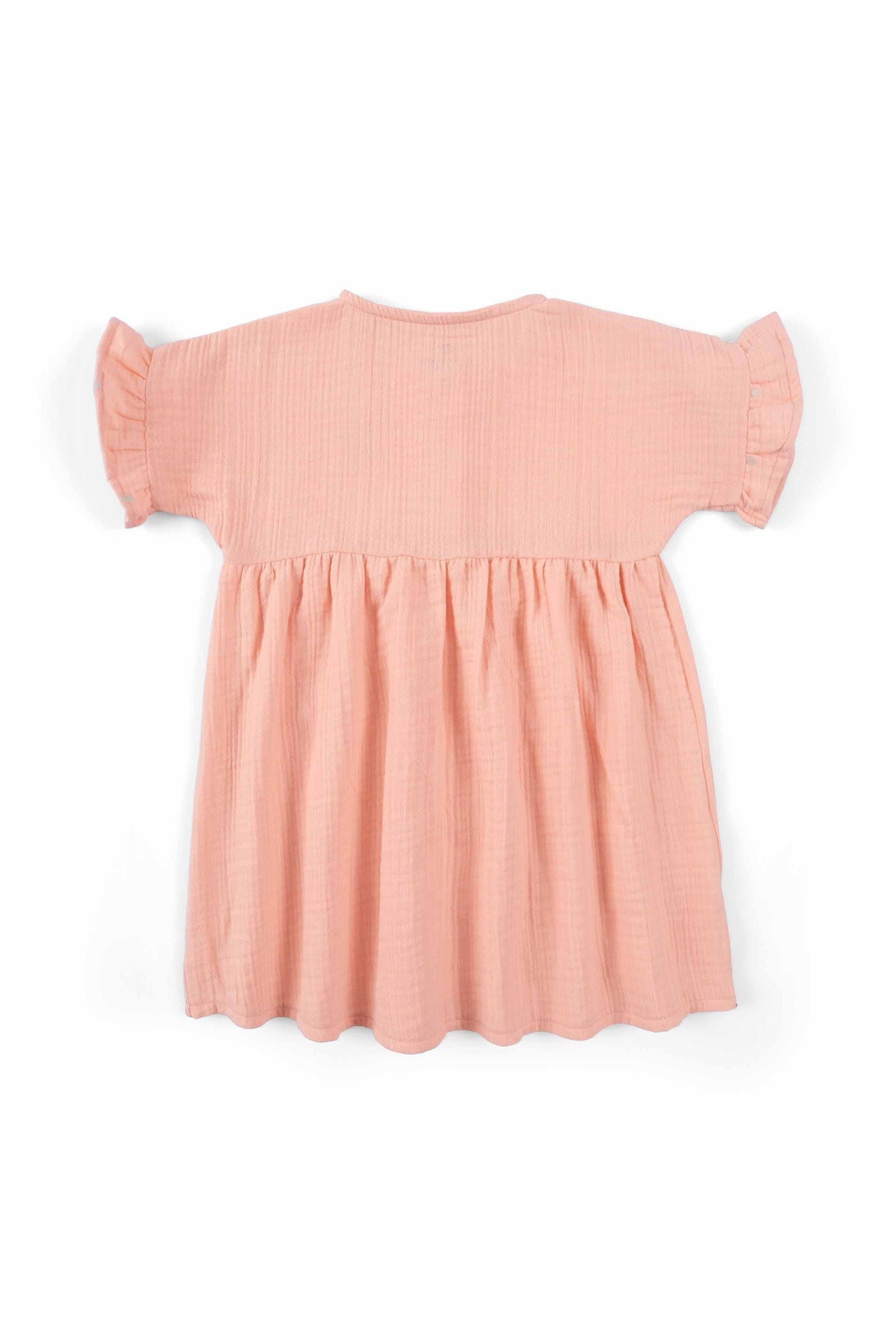 Müslin Elbise Pembe Organik Pamuk - Little Gusto - 