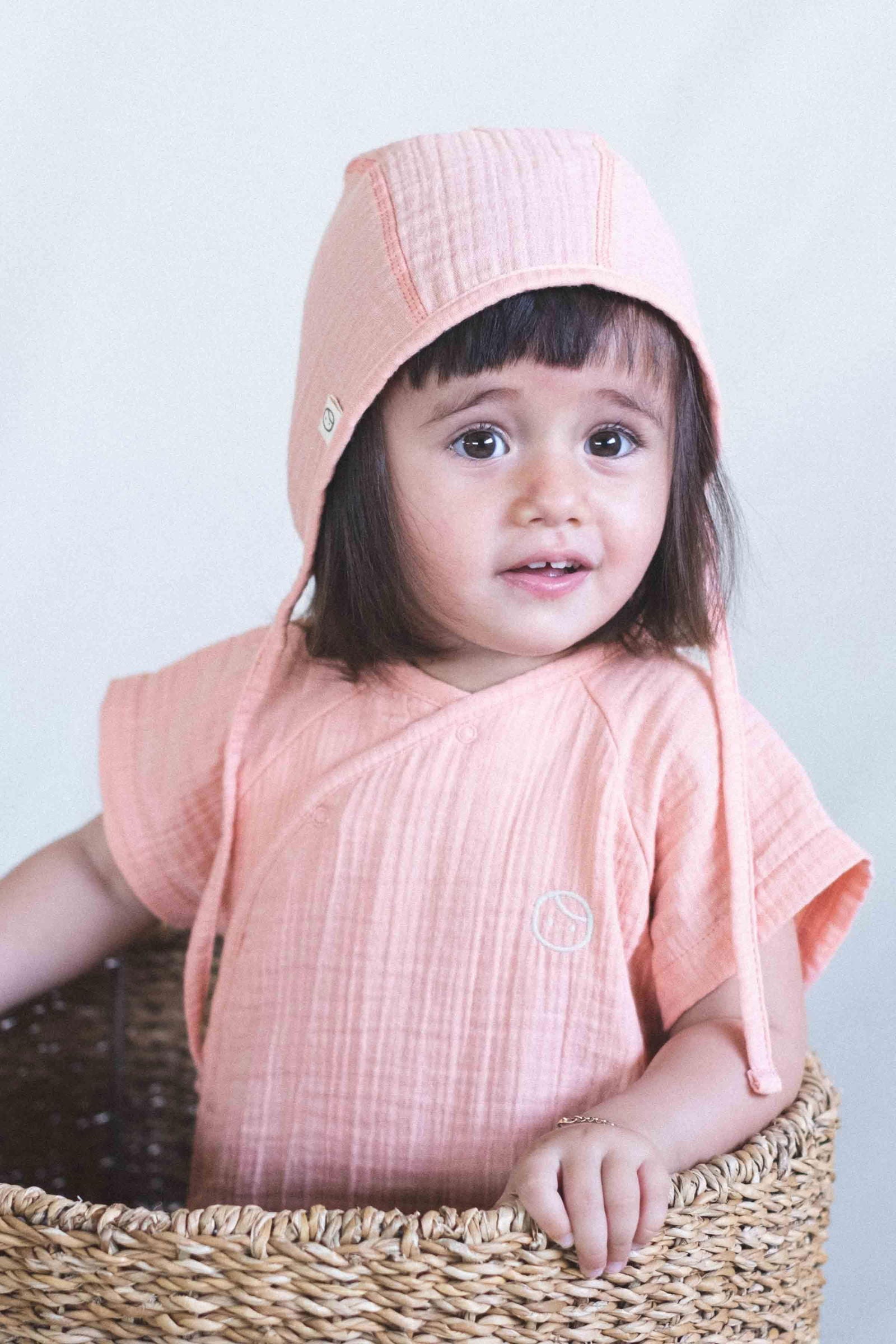 Organik Pamuk Müslin Pembe İngiliz Bebek Şapka - Little Gusto - Bebek Şapka
