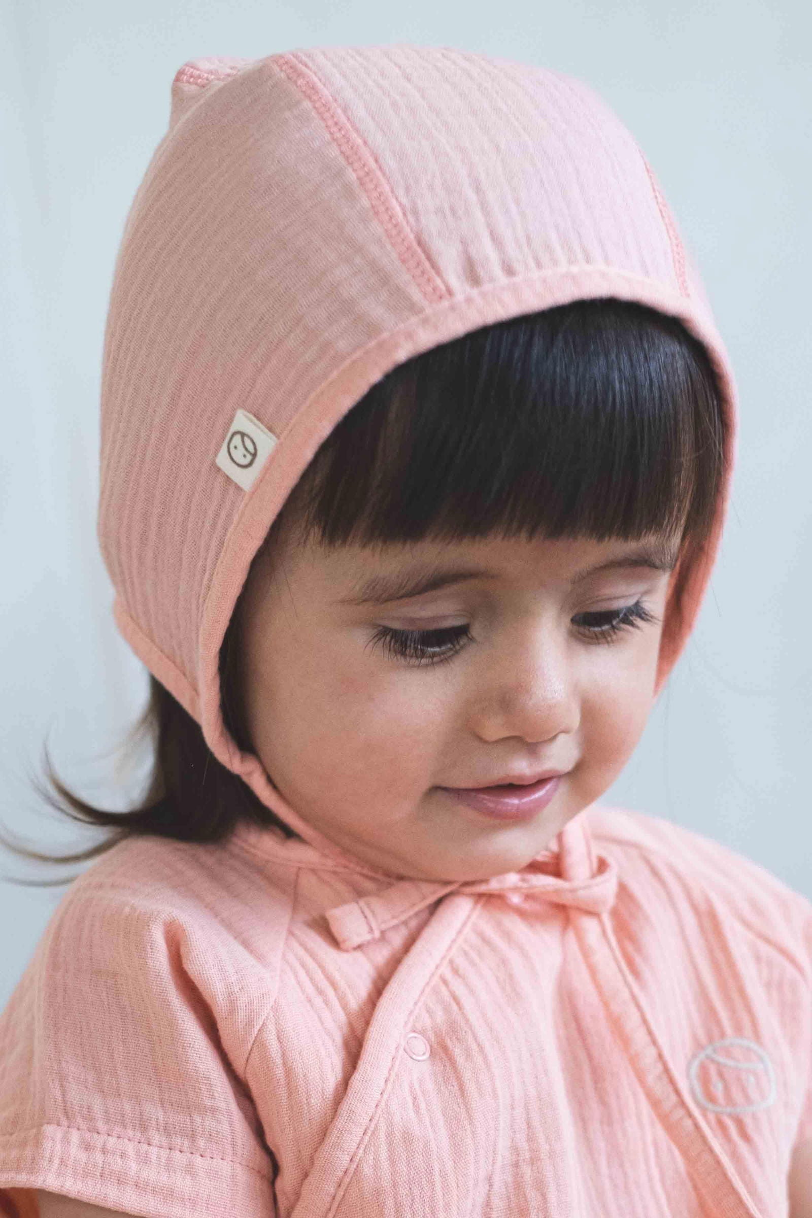 Organik Pamuk Müslin Pembe İngiliz Bebek Şapka - Little Gusto - 