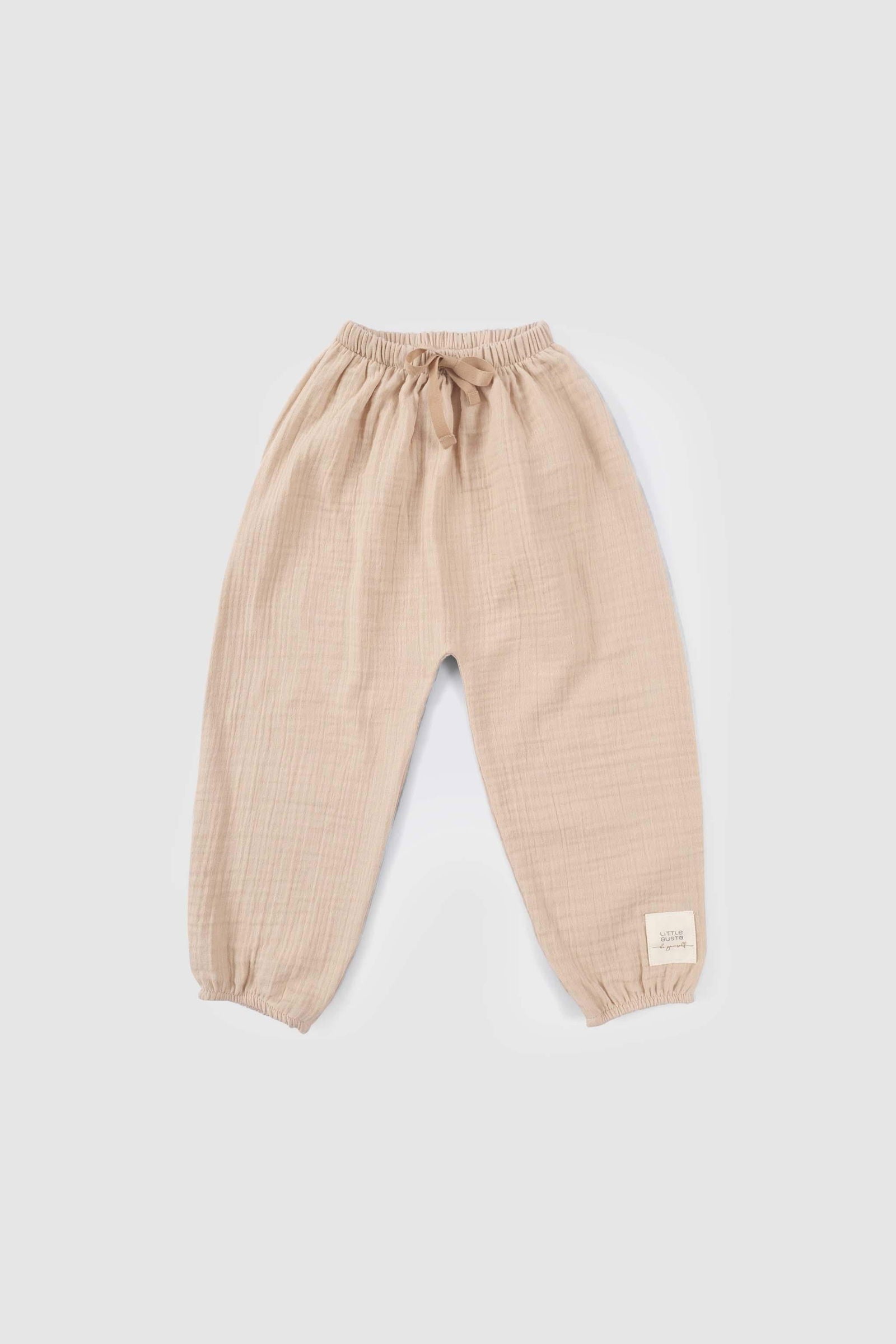 Müslin Pantolon Bej Organik Pamuk - Little Gusto - Bebek Pantolon