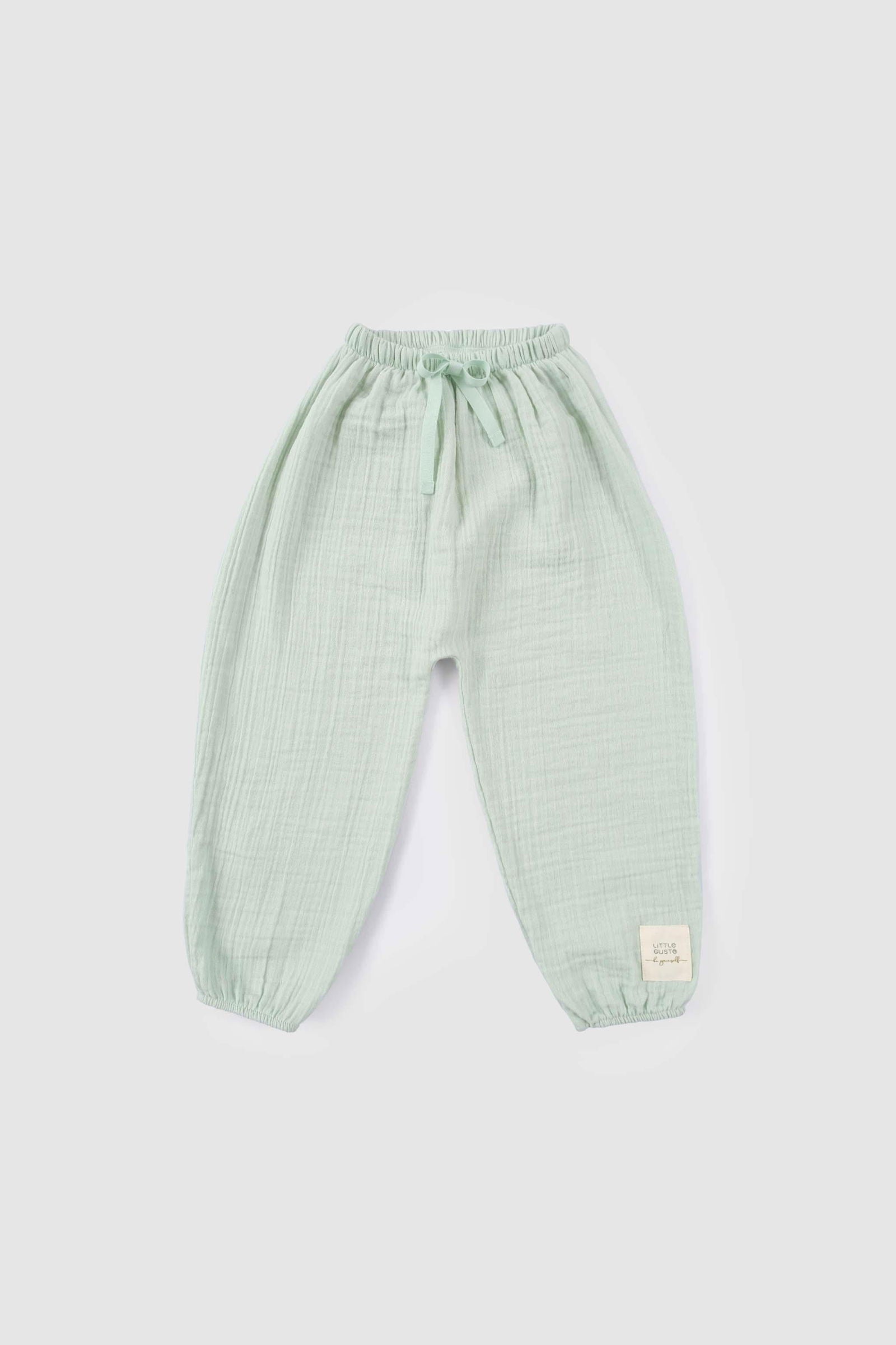 Müslin Pantolon Yeşil Organik Pamuk - Little Gusto - Bebek Pantolon