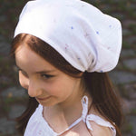 Müslin Üçgen Fular Bandana Beyaz Çiçekli Organik - Little Gusto - Çocuk fular bandana
