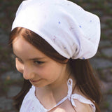 Müslin Üçgen Fular Bandana Beyaz Çiçekli Organik - Little Gusto - Çocuk fular bandana