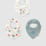 Organik Pamuk 3'lü Sıvı Geçirmez Born To Be Gusto Bandana Önlük Seti - Little Gusto - Bebek Önlük