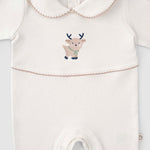 Organik Pamuk Bebe Yakalı Tulum Playtime Geyik Nakışlı - Little Gusto - 