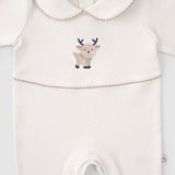 Organik Pamuk Bebe Yakalı Tulum Playtime Geyik Nakışlı - Little Gusto - 