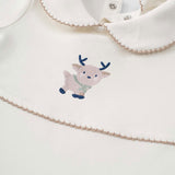 Organik Pamuk Bebe Yakalı Tulum Playtime Geyik Nakışlı - Little Gusto - 