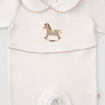 Organik Pamuk Bebe Yakalı Tulum Playtime Tay Nakışlı - Little Gusto - 