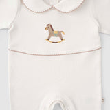 Organik Pamuk Bebe Yakalı Tulum Playtime Tay Nakışlı - Little Gusto - 