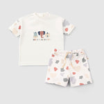Organik Pamuk Bebek Şort Takım Animal Desenli - Little Gusto - 