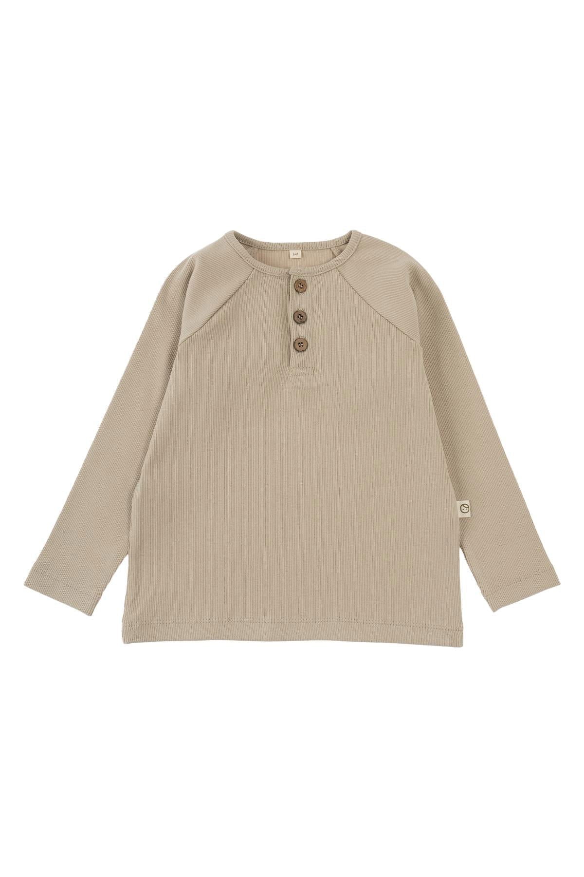 Organik Pamuk Çocuk Kaşkorse Bej Sweatshirt - Little Gusto - 