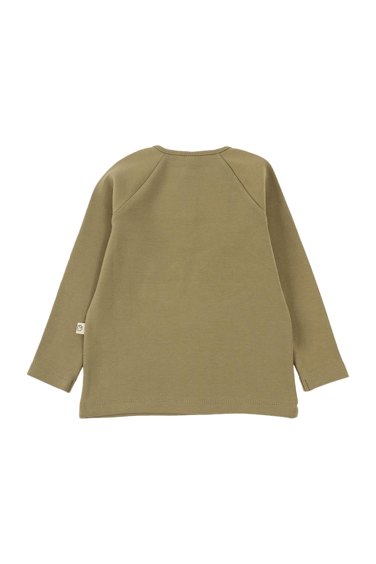 Organik Pamuk Çocuk Kaşkorse Haki Sweatshirt - Little Gusto - 