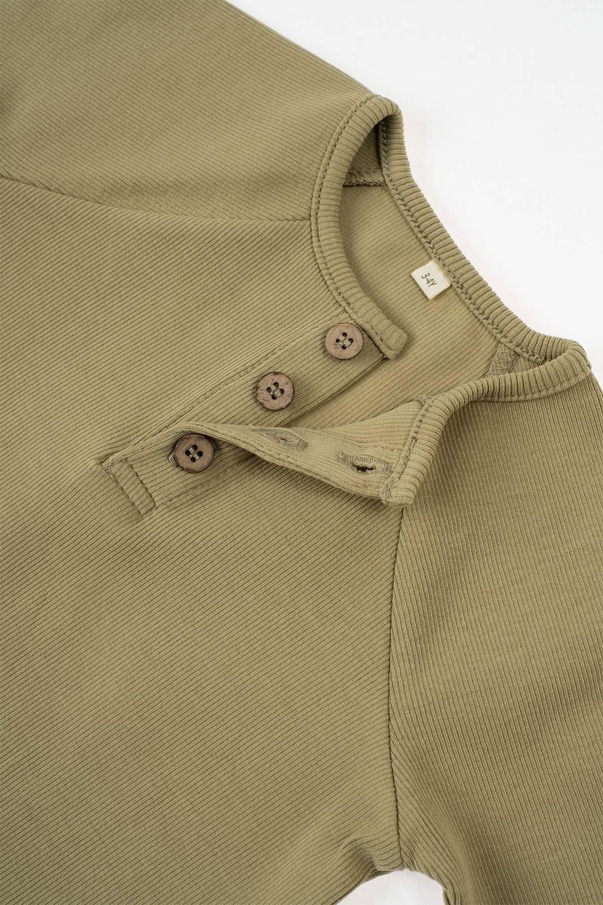 Organik Pamuk Çocuk Kaşkorse Haki Sweatshirt - Little Gusto - 