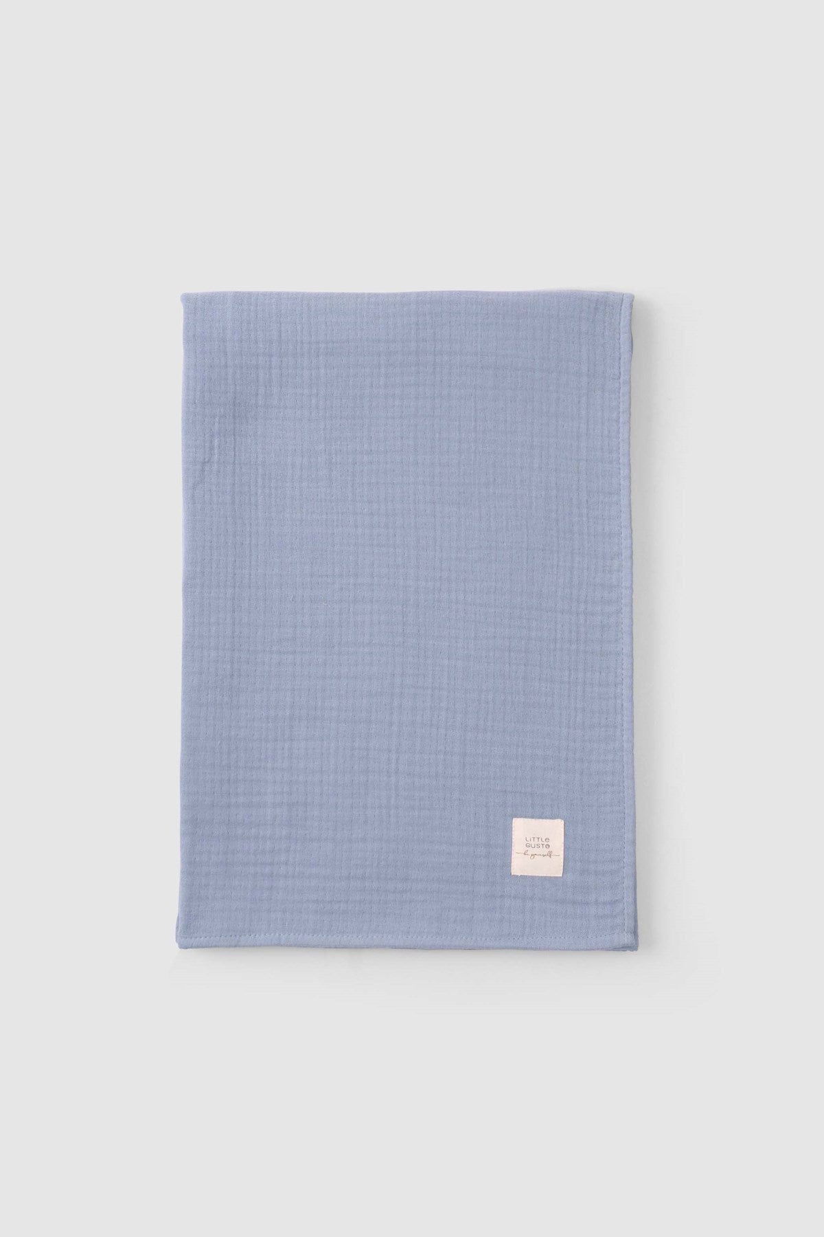Organik Pamuk Dört Katlı Müslin Bezi Örtü 100x100 cm Mavi - Little Gusto - Müslin Örtü