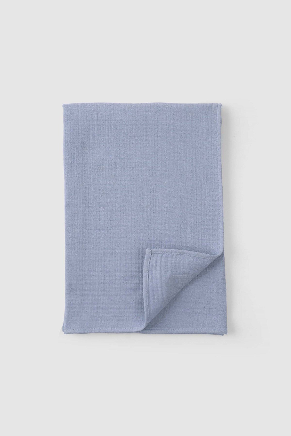 Organik Pamuk Dört Katlı Müslin Bezi Örtü 70x70cm Mavi - Little Gusto - 