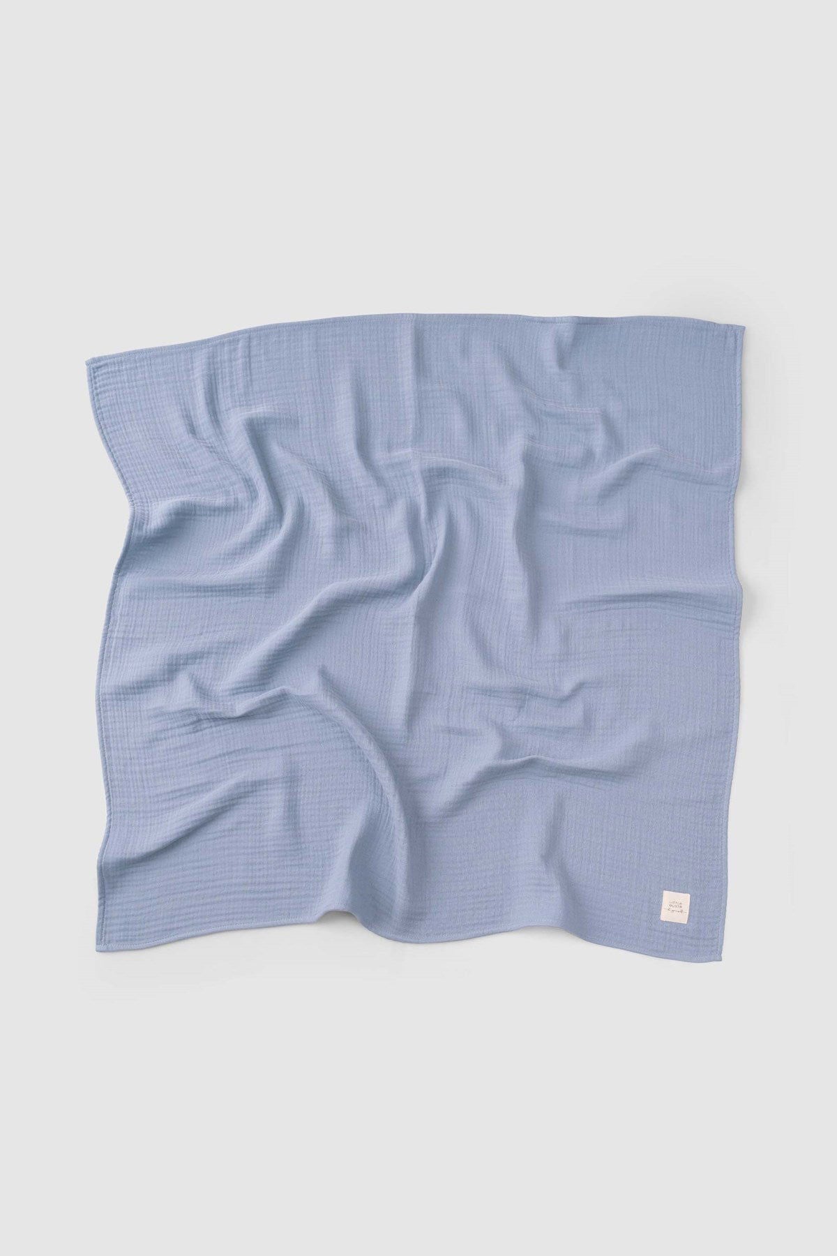 Organik Pamuk Dört Katlı Müslin Bezi Örtü 70x70cm Mavi - Little Gusto - 