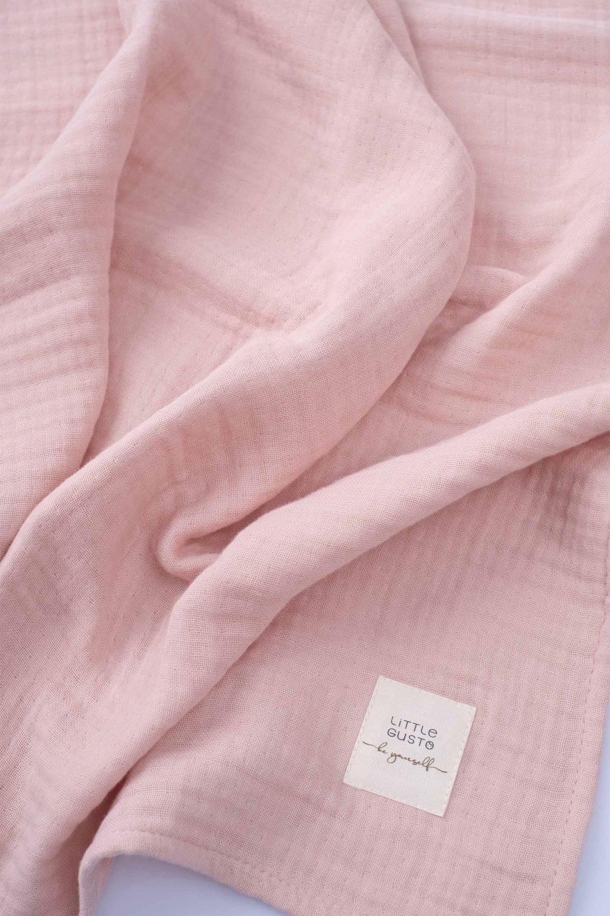 Organik Pamuk Dört Katlı Müslin Bezi Örtü 70x70cm Pembe - Little Gusto - Müslin Örtü