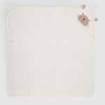 Organik Pamuk Ekru Leopar Havlu Kundak Seti - Little Gusto