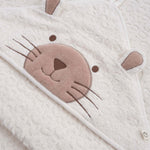 Organik Pamuk Ekru Leopar Havlu Kundak Seti - Little Gusto