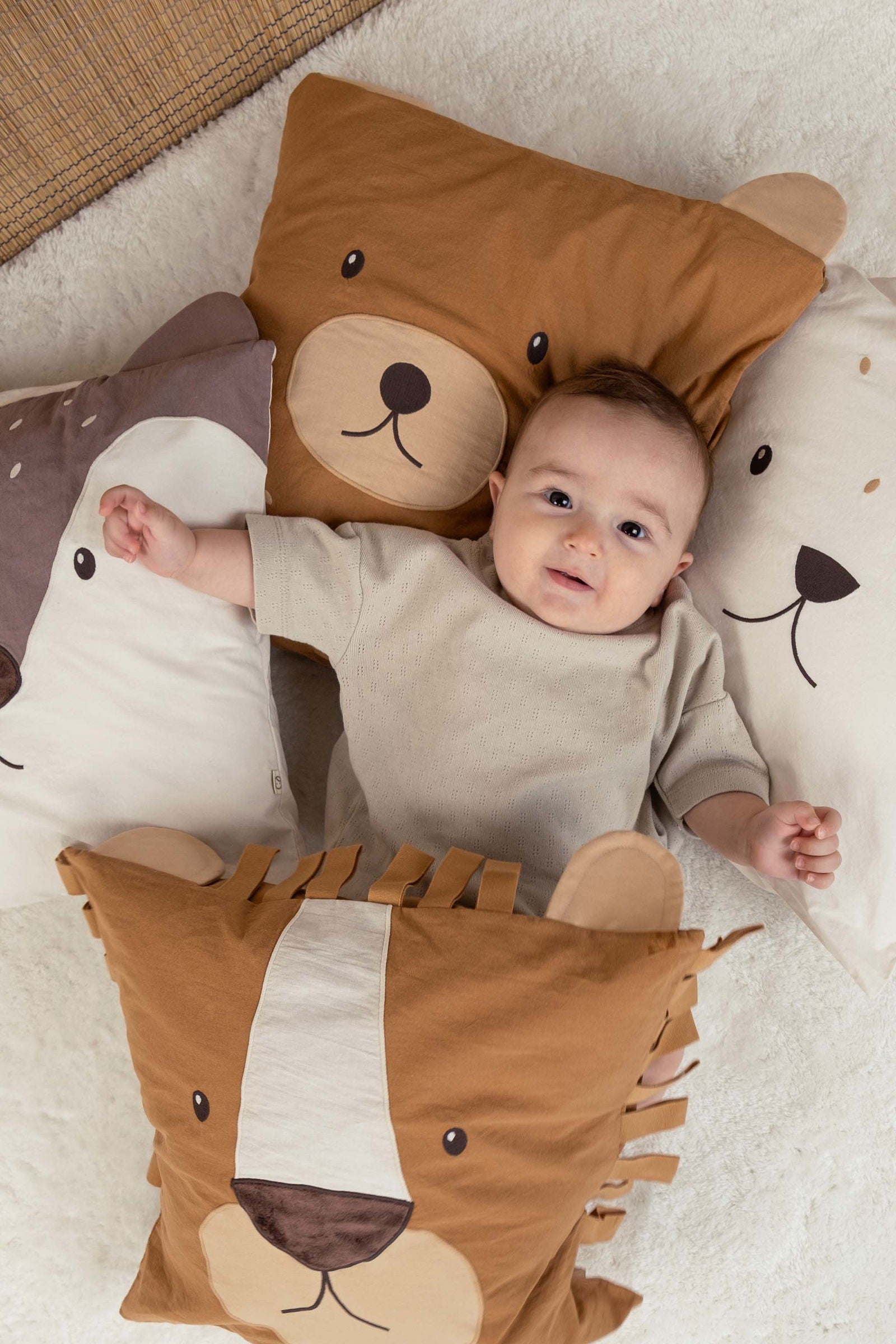 Organik Pamuk Kare Süs Yastık Tavşan 40x40 - Little Gusto - 