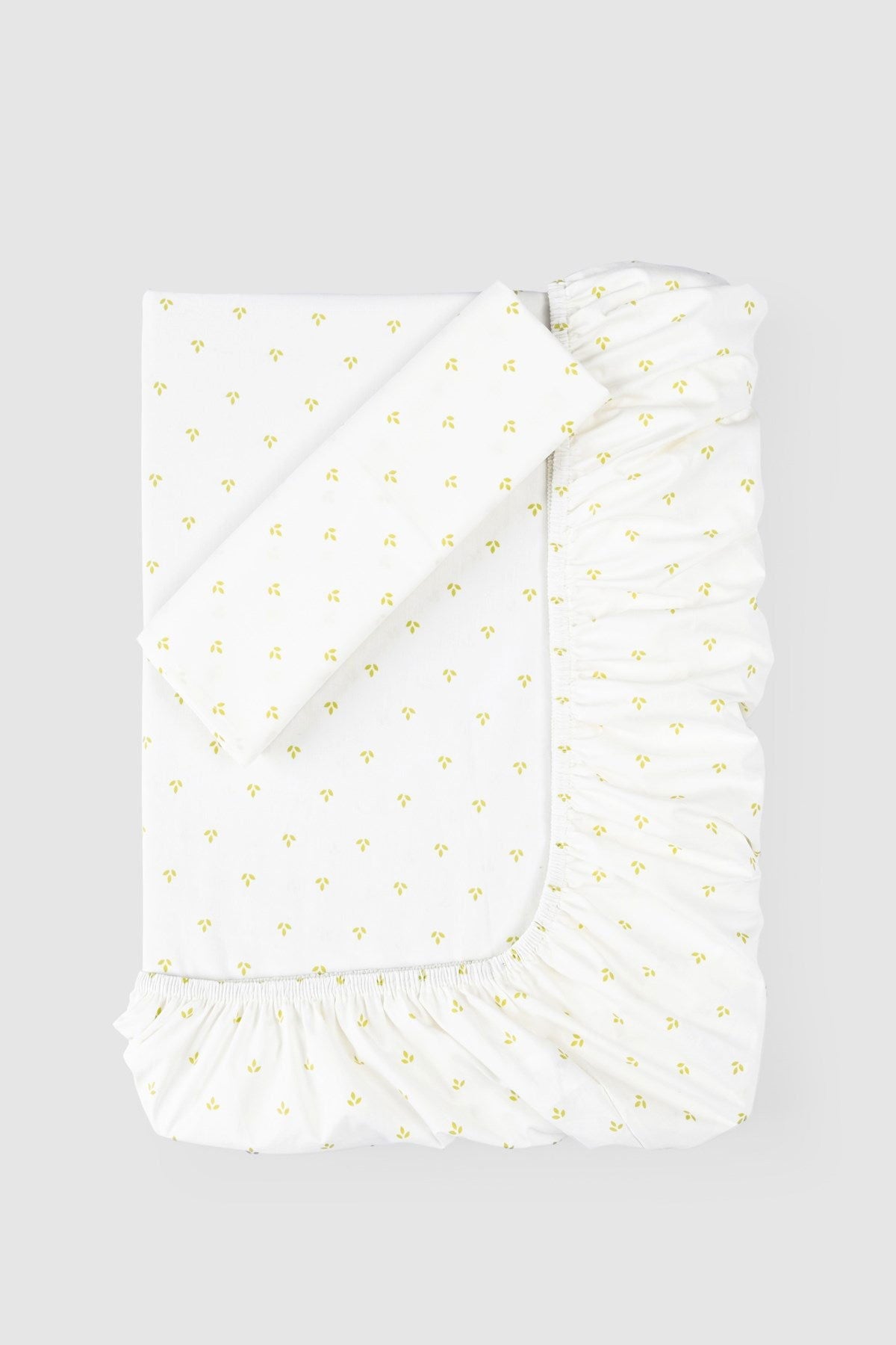 Organik Pamuk Lastikli Çarşaf ve Yastık Kılıf Seti Lotus 90x190 cm - Little Gusto - Bebek Çarşaf