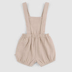 Organik Pamuk Müslin Bebek Bej Bloomerlı Şort Salopet - Little Gusto - 