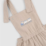 Organik Pamuk Müslin Bebek Bej Bloomerlı Şort Salopet - Little Gusto - 