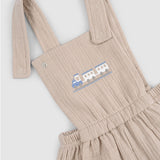 Organik Pamuk Müslin Bebek Bej Bloomerlı Şort Salopet - Little Gusto - 