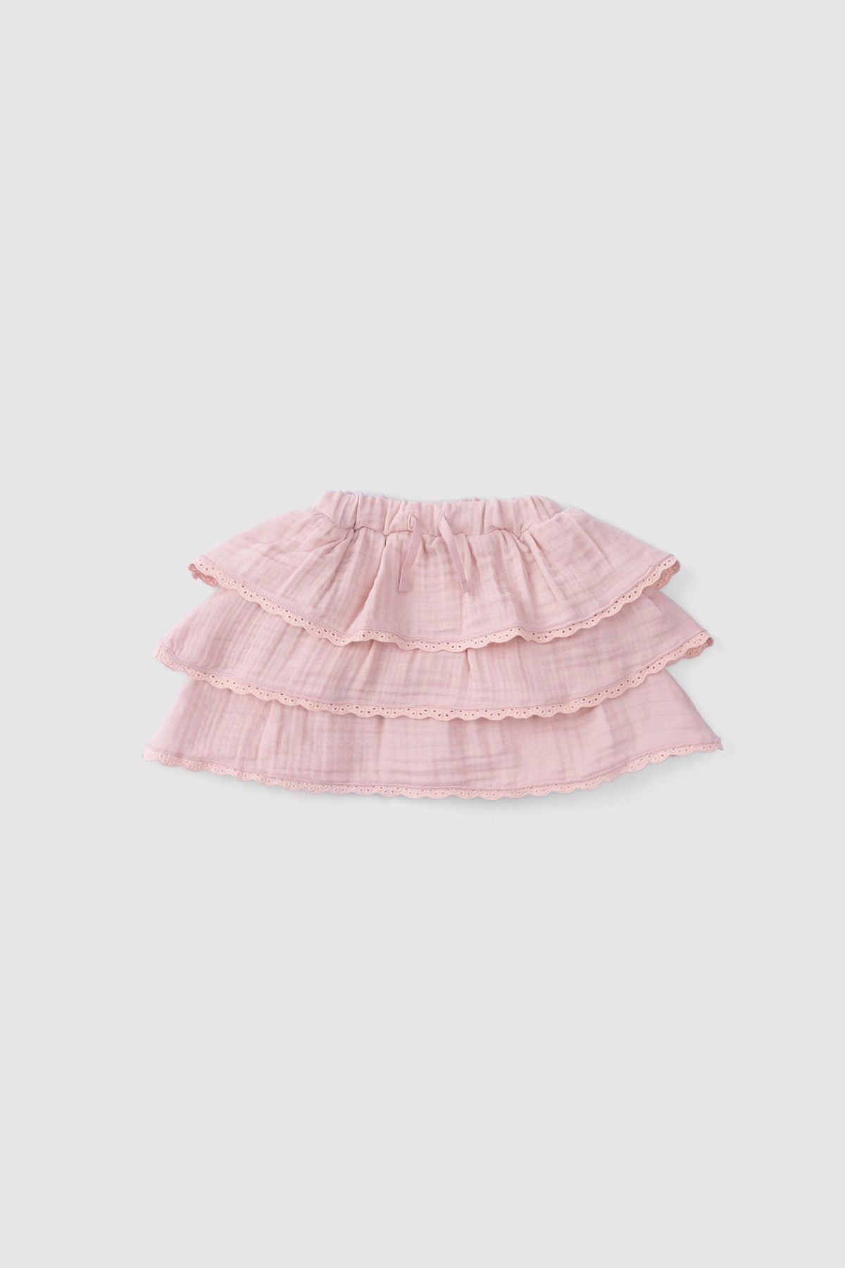 Organik Pamuk Müslin Brodeli Bebek Etek Bloomerlı Pembe - Little Gusto - Bebek Etek