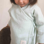 Organik Pamuk Müslin Kruvaze Bebek Takımı Yeşil - Little Gusto - 