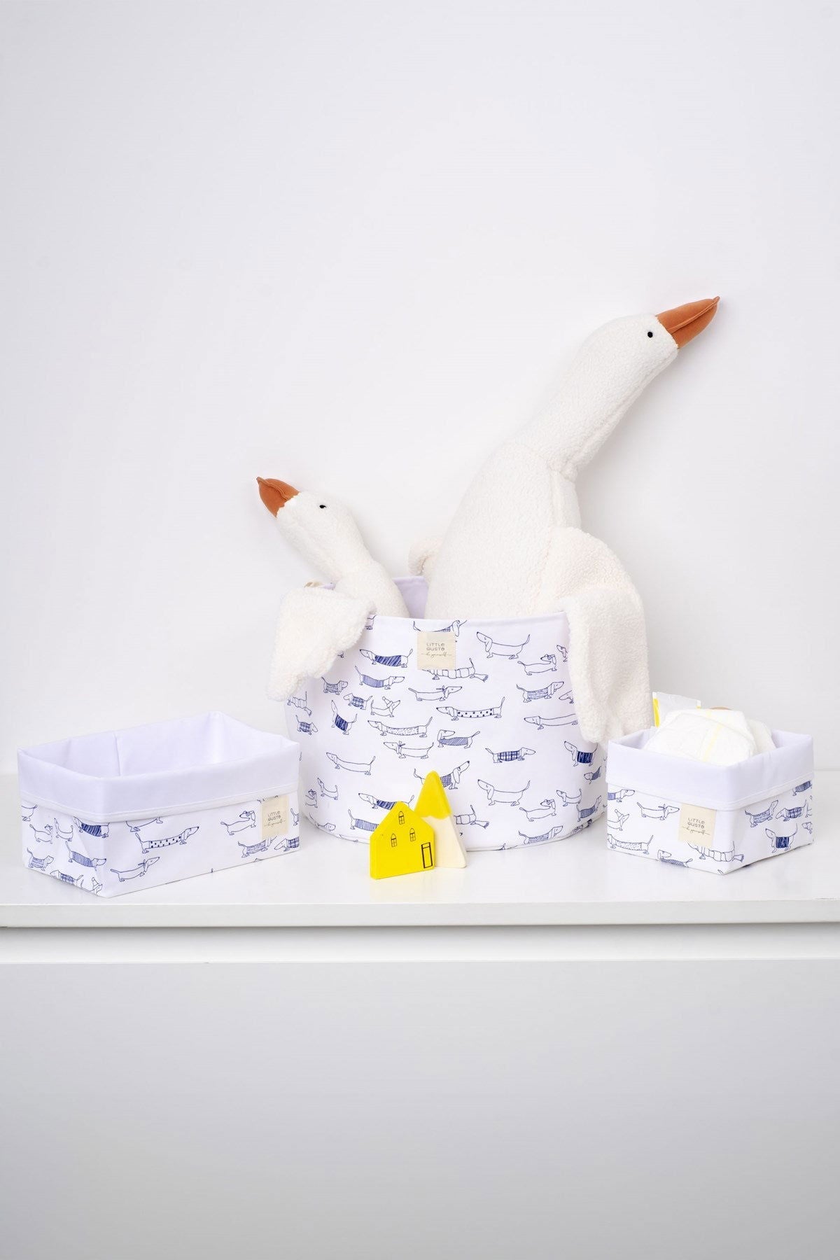 Organik Pamuk Organizer Sepet Bebek Paw 25x16 cm. - Little Gusto